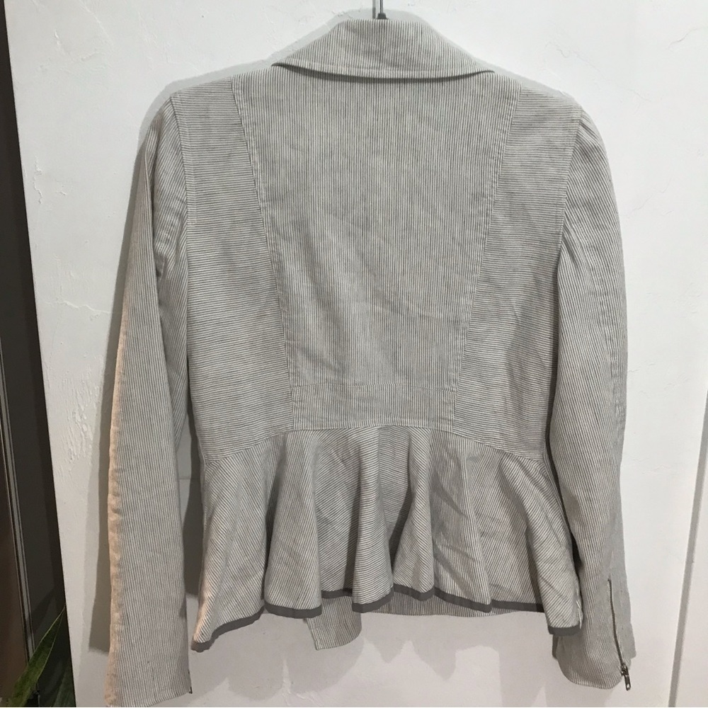 Chelsea28 Gray Pinstripe Peplum Moto jacket - Picture 2 of 11